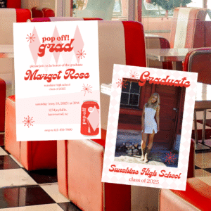 Pop Off, Grad Invitation Canva Template
