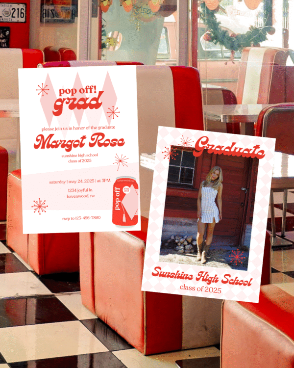Pop Off, Grad Invitation Canva Template